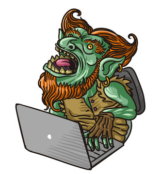 evil troll using a computer