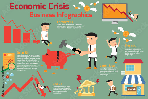 Fotografía economic crisis infographics elements. financial crisis. investm