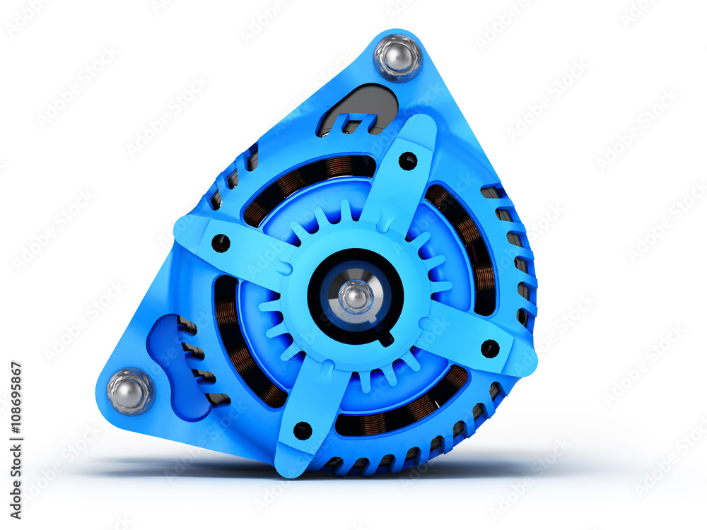 Car alternator isolated on a white background.3D illustration. Stock ...