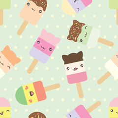  pattern of cute kawaii style ice cream bars 