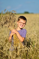 Kid at wheat field