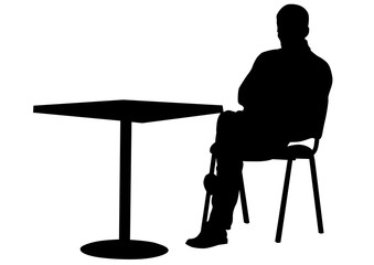 Poster - Silhouettes of people in cafe on white background