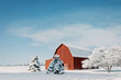 Red Barn With Snow