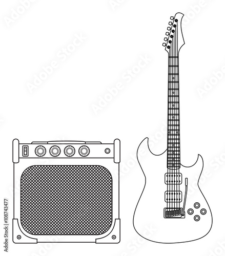 Electric Guitar and Amplifier – kaufen Sie diese Vektorgrafik und