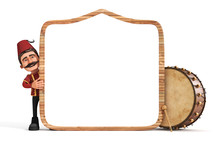 3d Ramadan Drummer With Wooden Frame And Drum