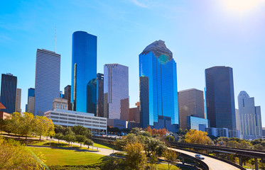 Fototapete - Houston city skyline from west Texas US