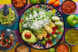 Green enchiladas Mexican food with guacamole