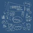 Digital Marketing Concept idea. Hand drawn vector illustration icons set