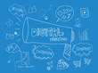 Digital Marketing Concept idea. Hand drawn vector illustration icons set
