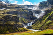 The Klifbrekkufossar waterfall in the Mjoifjordur fjord in Iceland