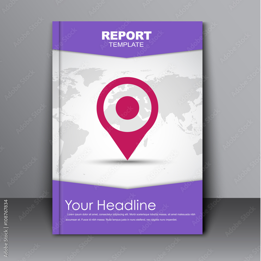 Sample Map Cover The template covers with world map and a marker Stock Vector | Adobe Stock