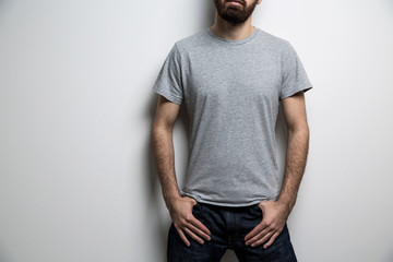 Male body grey t-shirt