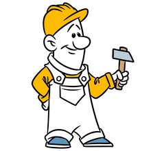 Builder Man Hammer Cartoon Illustration