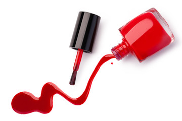 Nail polish flowing from the bottle