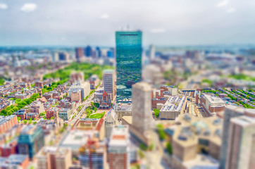 Wall Mural - Aerial View of Central Boston, USA. Tilt-shift effect applied