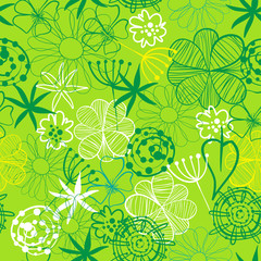 Wall Mural - seamless pattern with flower. vector floral pattern in doodle style with flowers and leaves. spring 