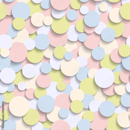 Naklejka na meble Abstract seamless pattern with colored circles and soft shadow. 3d illustration. Vector eps10 pattern suitable for fabric, wallpaper, web.