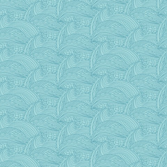 Seamless pattern with hand drawn waves and lines .Vector illustr