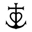Camargue cross anchored heart symbol flat icon