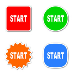Poster - start colored vector icons set