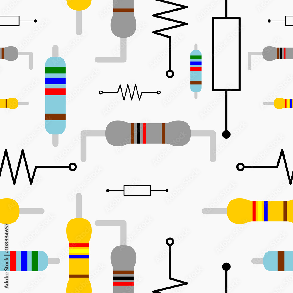 Editable Vector of Resistor Symbol Illustration Seamless Pattern for ...