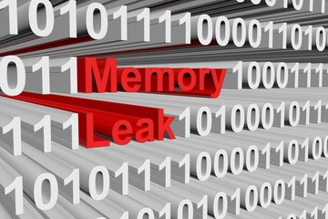 memory leak in the form of binary code, 3D illustration