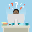 © inspiring.team - African american man sitting in the office with questions.