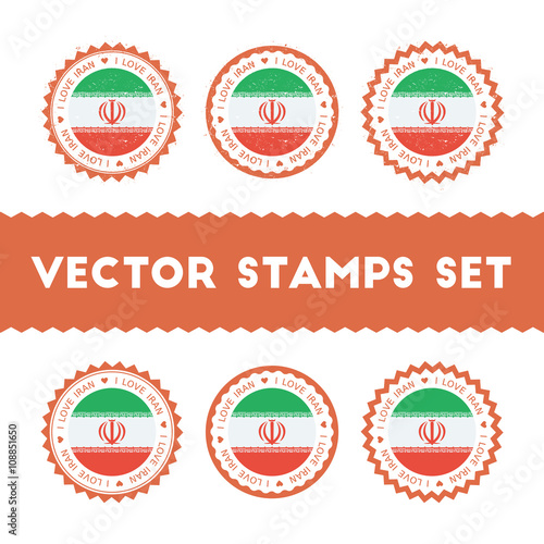I Love Iran Islamic Republic Of Vector Stamps Set Retro Patriotic Country Flag Badges National Flags Vintage Round Signs Buy This Stock Vector And Explore Similar Vectors At Adobe Stock