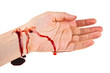 Hand in blood on a white background