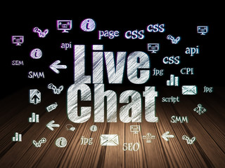 Web development concept: Live Chat in grunge dark room