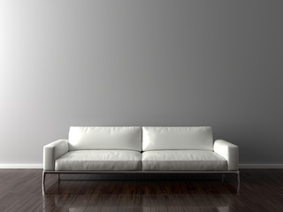 Wall Mural - Sofa in empty room, parquet on the floor.