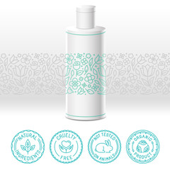 Organic cosmetics label in trendy linear style