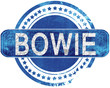 bowie grunge blue stamp. Isolated on white.
