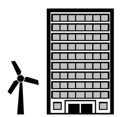 Poster - Immeuble et une éolienne