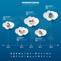 Wall Mural - timeline infographics with icons set. vector. illustration.