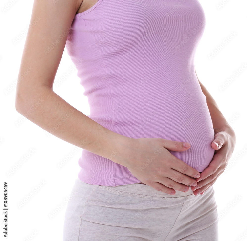 Pregnant woman, isolated on white