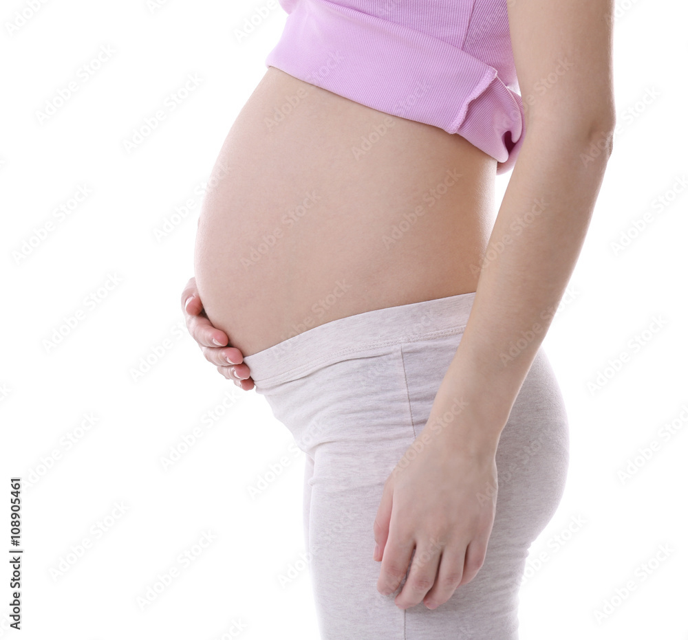 Pregnant woman, isolated on white