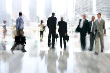group of people in the lobby business center