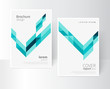 Vector set brochure cover template. Blue and green diagonal lines and triangles. EPS 10