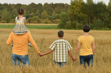 Sticker - happy family at   field