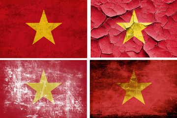 Wall Mural - Vietnam flag collection. 4 different flags on white background