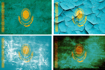 Wall Mural - Kazakhstan flag collection. 4 different flags on white backgroun