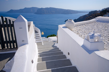 Wall Mural - Bright stairs on Santorini island, Greece