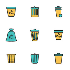 Sticker - Trendy flat line icon pack for designers and developers. Vector line trash can icon set, trash can icon object, trash can icon picture - stock vector