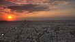 paris skyline aerial day to night timelapse at the sunset to night city lighting up sparking eiffel tower panorama from montparnasse