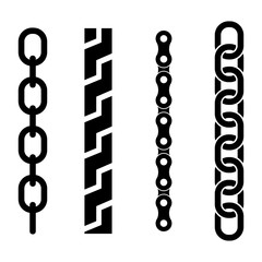 Wall Mural - vector black metal chain parts icons set on white background