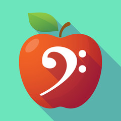 Poster - Long shadow red apple with an F clef