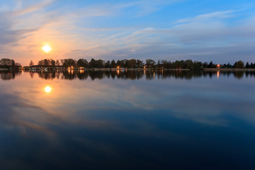 Wall Mural - moonlight reflection in water, beautiful landscape at night