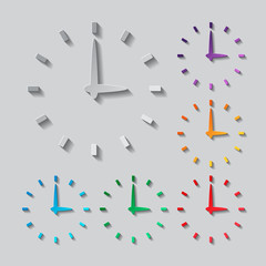 Wall Mural - simple icon of clock. paper style colored set