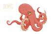 Octopus, vector cartoon illustration.